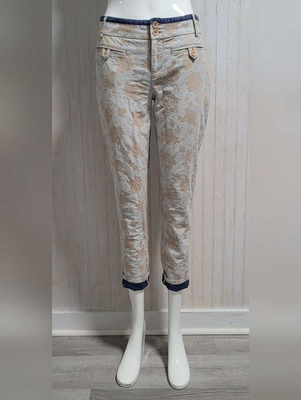 Anthropologie Cartonnier Charlie Damask Brocade Floral Trousers Size 6